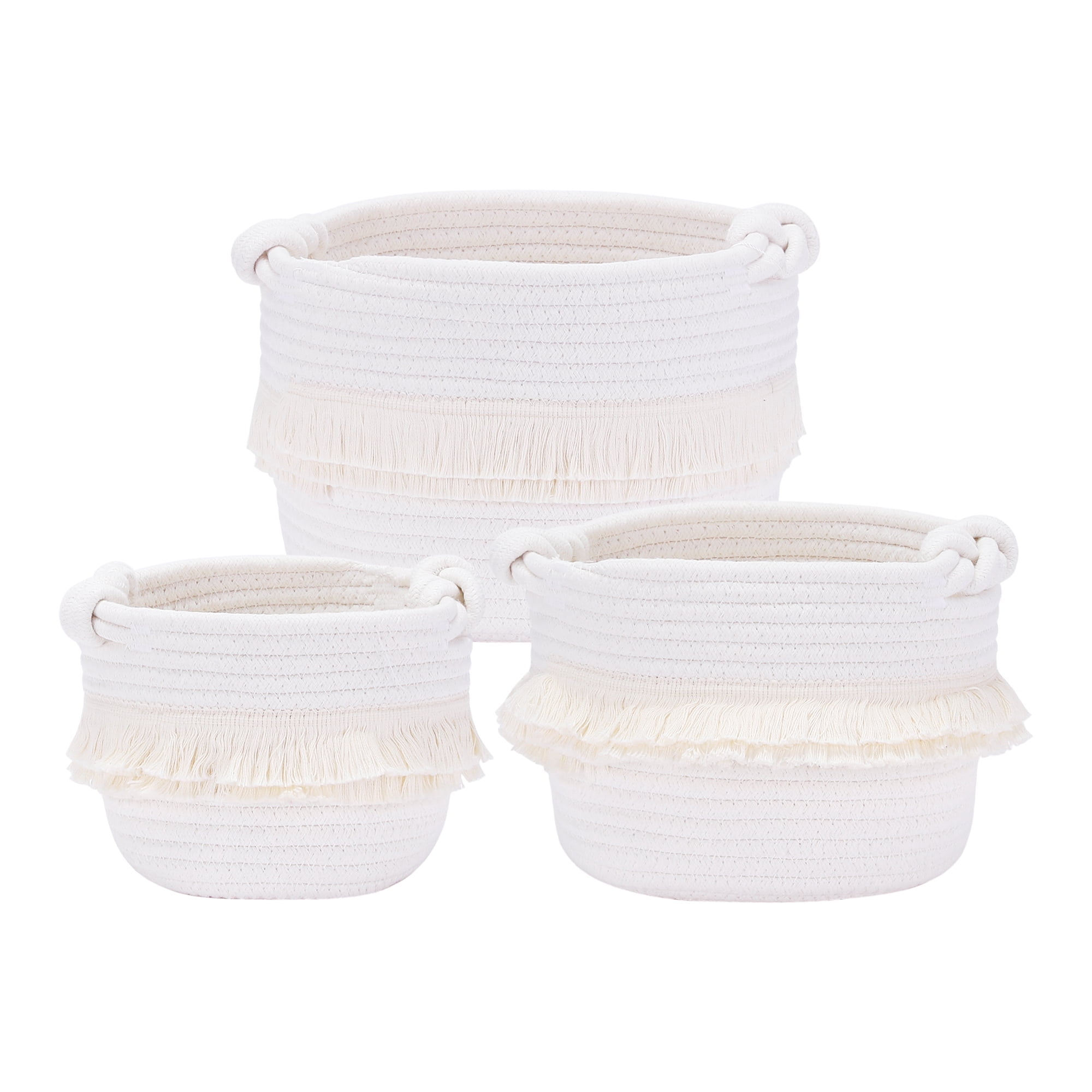 Unique Bargains 3 Pack Storage Basket Shelf Storage Bin Organizer Bin for Home White