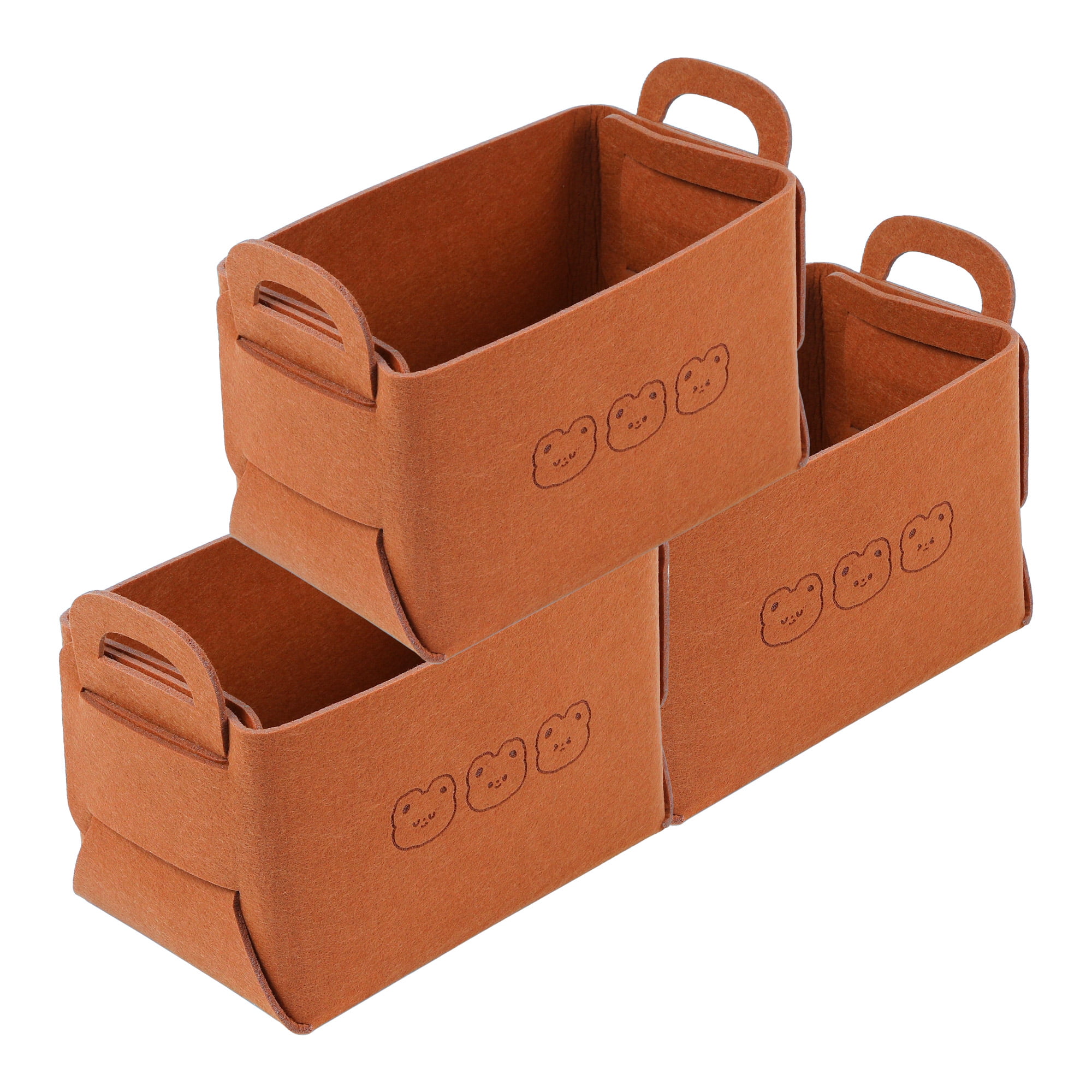 Unique Bargains 3 Pack Storage Cube with Handles Brown 9.8*7.1*5.9in
