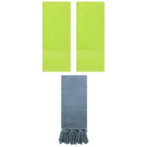 Unique Bargains 3 Packs Textured Tassels Hand Towel Blue/Light Green 14" x 30"/13" x 30"