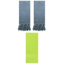 Unique Bargains 3 Packs Textured Tassels Hand Towels Blue/Light Green 14" x 30"/13" x 30"