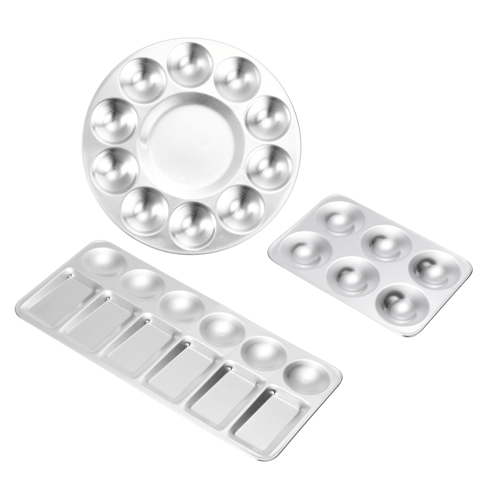 Unique Bargains 3 Pack Washable Aluminum Paint Tray Palette for Art 5.12" x 3.43" Silver
