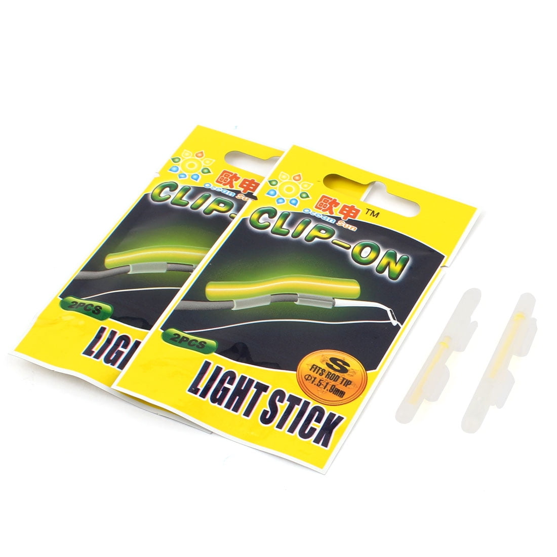 Unique Bargains 3 Packs Clip-on Green Light Glow Tip Fishing Fluorescent Rod  Stick 