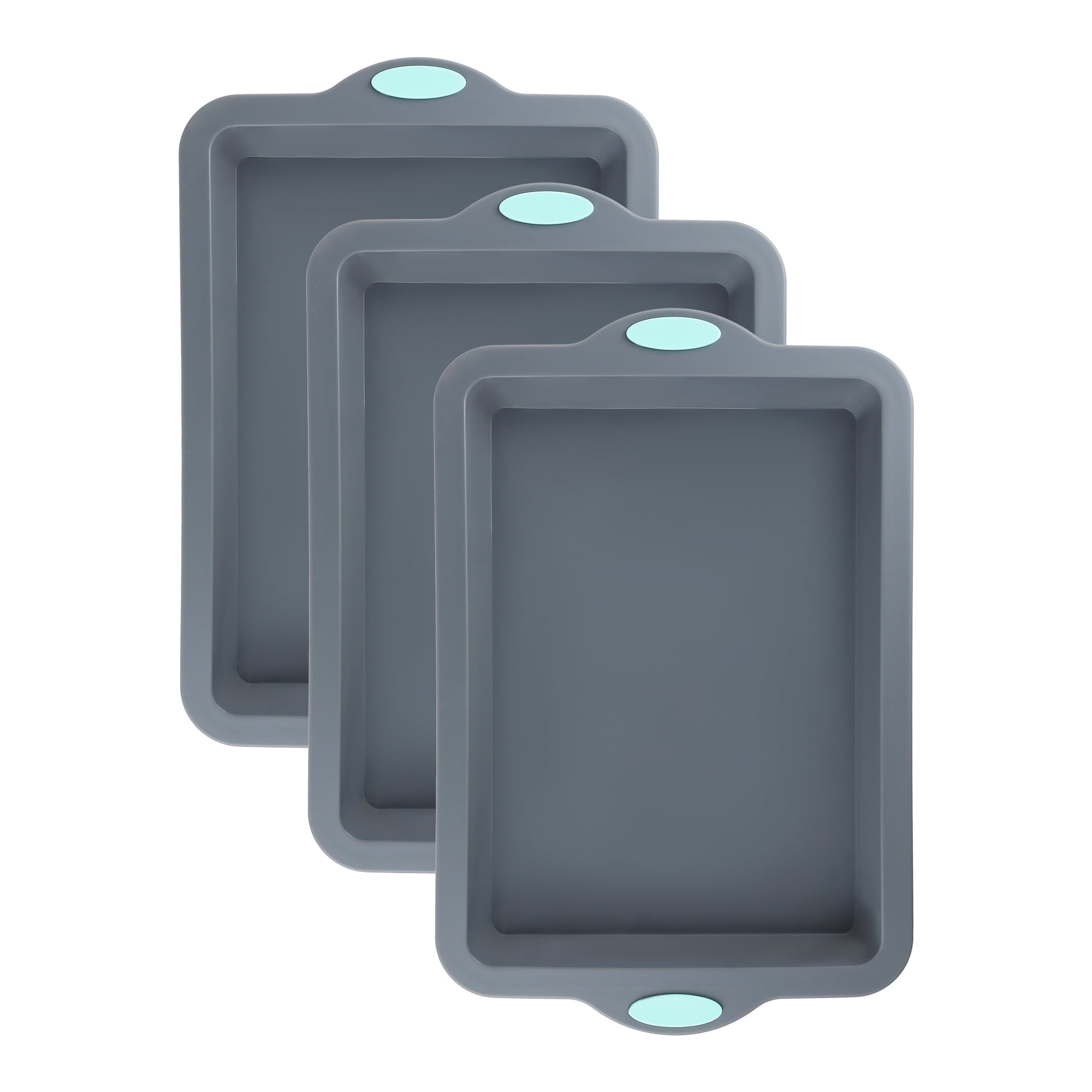Unique Bargains 3 Packs Nonstick Silicone Baking Pans Gray 15.0*9.9*1.5in