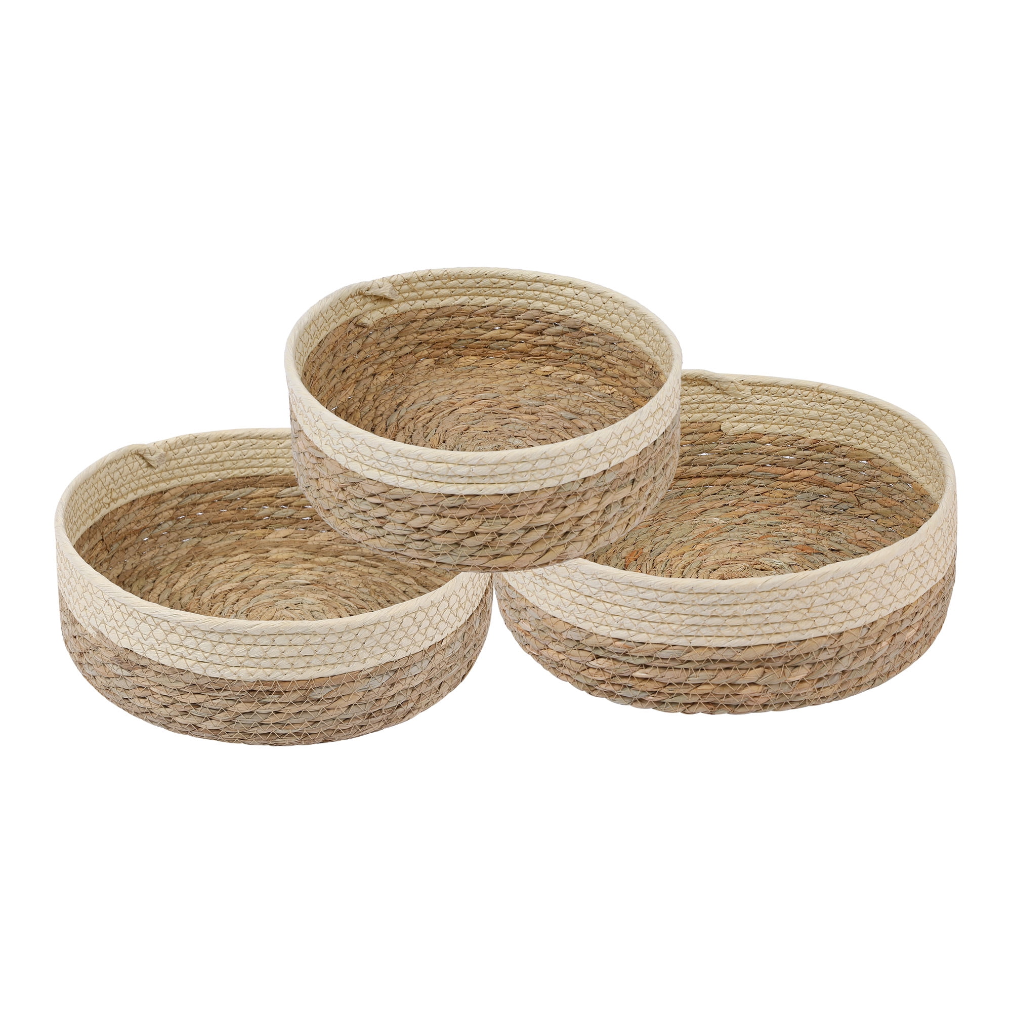 Unique Bargains 3 Packs Wicker Storage Basket Self-Supporting Storage Cube Beige