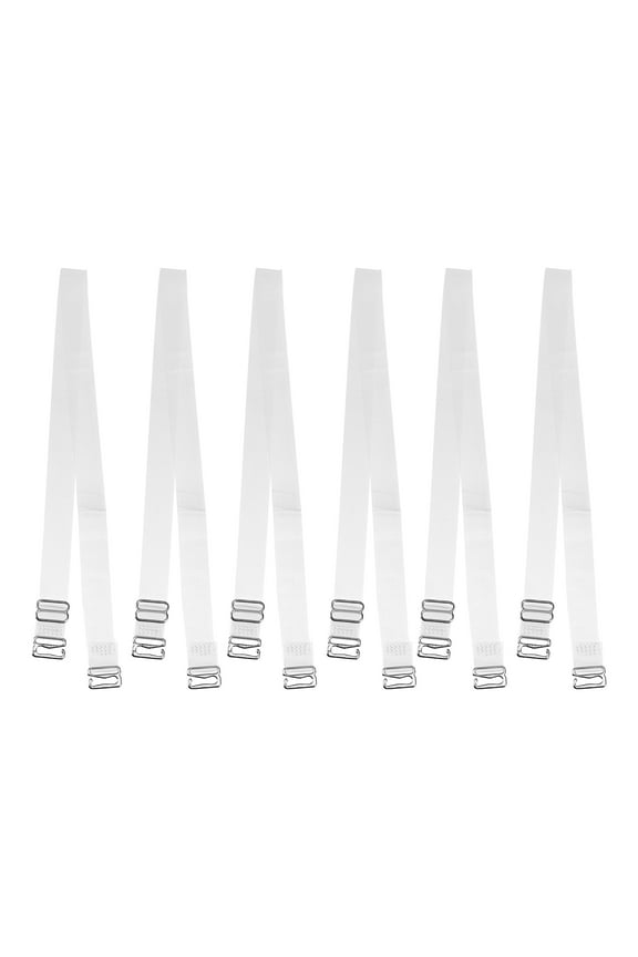 3 Pair Non-Slip Adjustable Invisible Clear Bra Shoulder Strap with Stainless Steel Hook Transparent 12mm