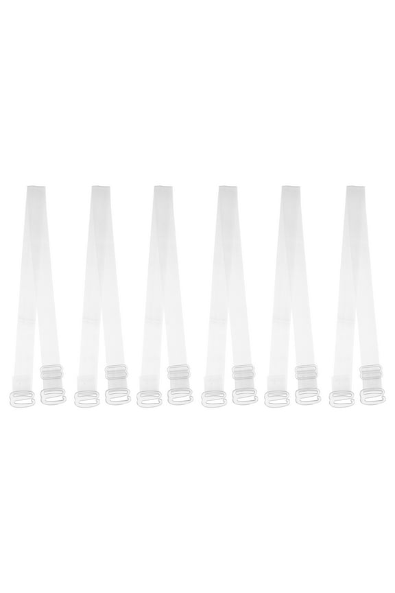 3 Pair Non-Slip Adjustable Invisible Clear Bra Shoulder Strap with Plastic Hook Transparent 18mm