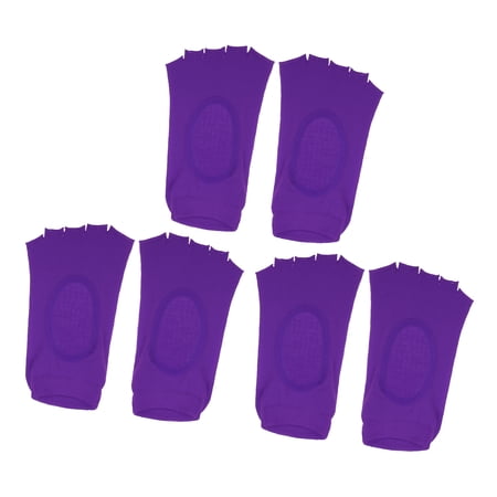 Unique Bargains 3 Pair Yoga Socks Five Toe Socks Non Slip Ballet Socks Dark Purple for Women with Grips