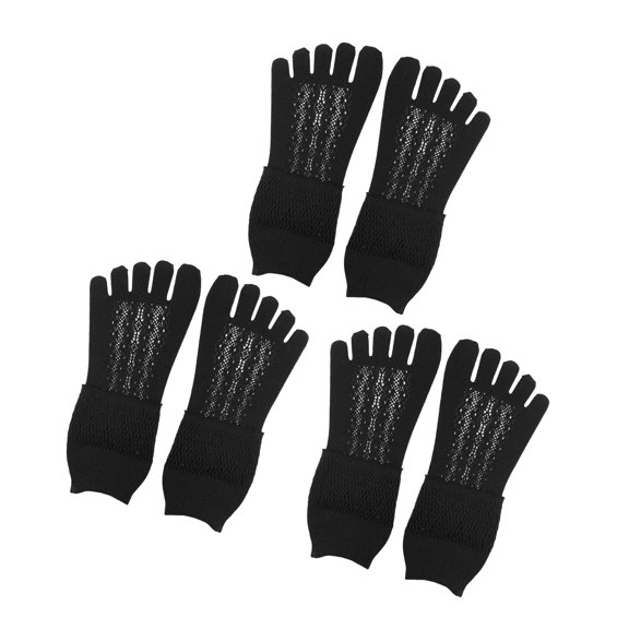 Unique Bargains 3 Pairs Invisible Five Fingers Socks Sexy Fashion Hollow Breathable Soft No Show Socks for Women Black