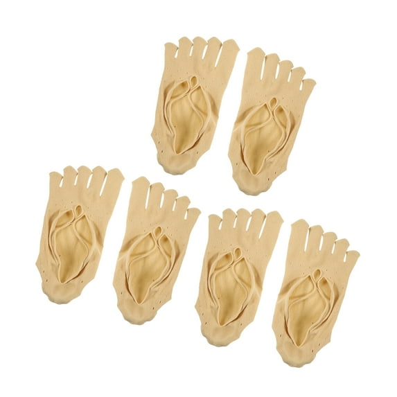Unique Bargains 3 Pairs Invisible Five Fingers Socks Soft Fashion No Show Socks Sexy Breathable for Women Beige