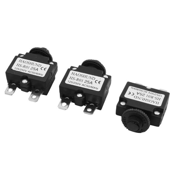 Unique Bargains 3 Pcs 125V 250V 25A Plastic Circuit Breaker Protection Overload Protectors