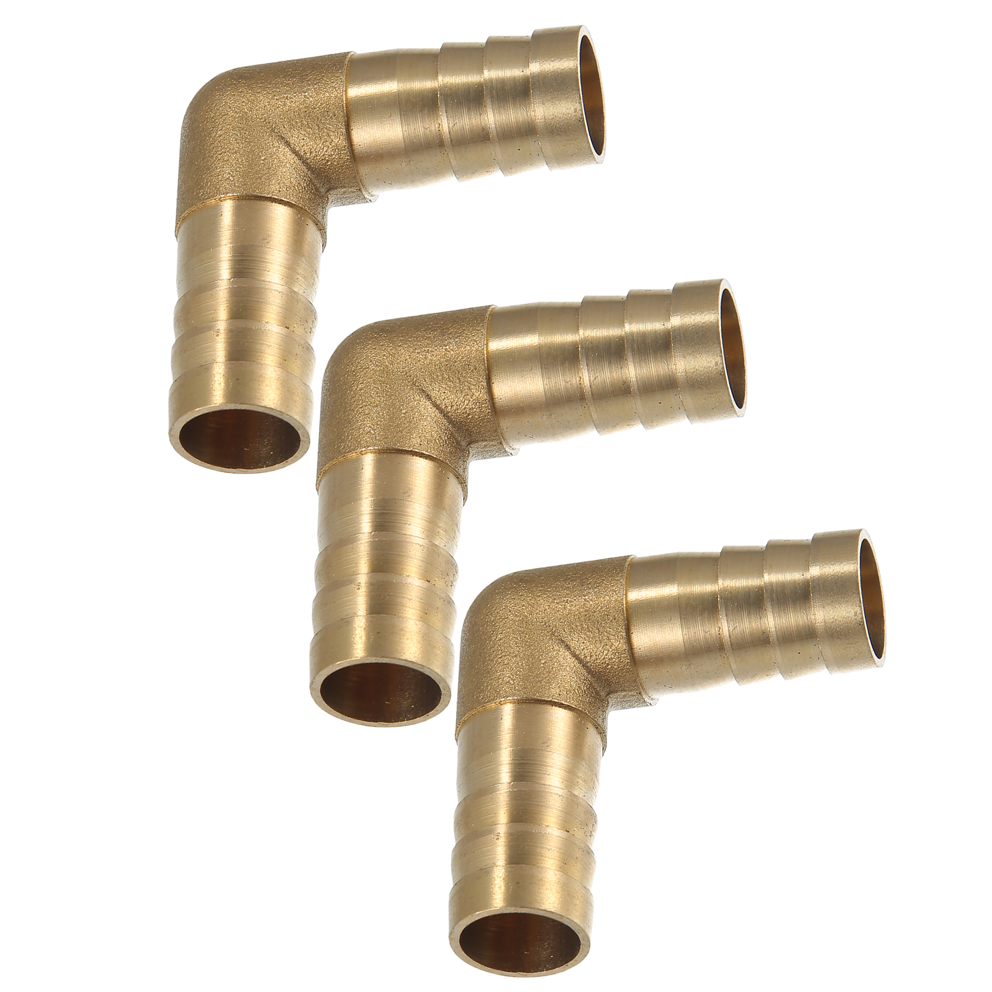 Unique Bargains 3 Pcs 14mm 0.55" Brass Car Barb Hose Fitting L Shape 2