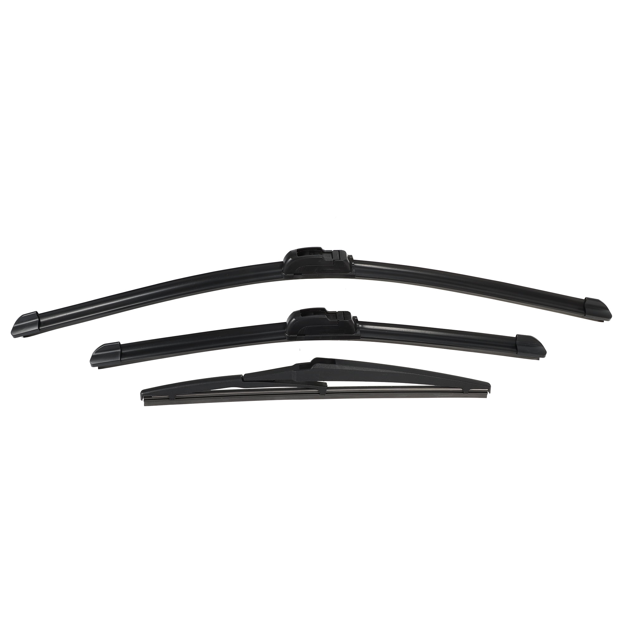 Unique Bargains 3 Pcs 24" 17" 12" Front Rear Windshield Wiper Blade Set Fit for Toyota RAV4 with J / U Hook Black