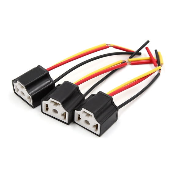 Unique Bargains 3 Pcs 3 Wires H4 Fog Light Extension Wire Harness Socket Connector for Car