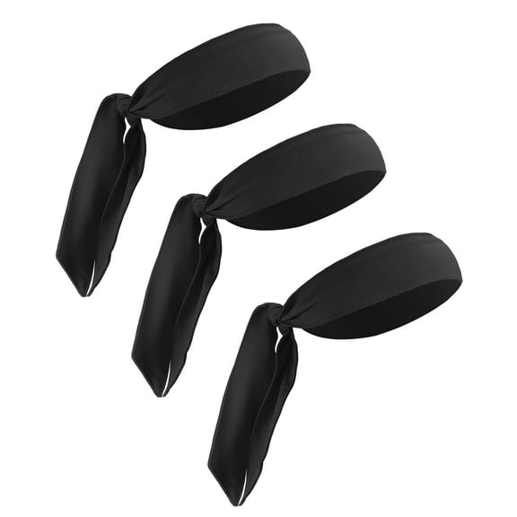 Unique Bargains 3 Pcs Adjustable Nonslip Sweat Wicking Tennis Tie Headband Sweatband for Men Women Black