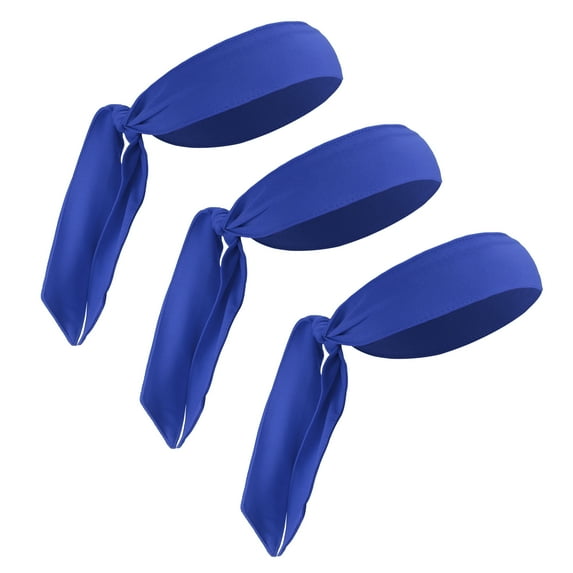 Unique Bargains 3 Pcs Adjustable Nonslip Sweat Wicking Tennis Tie Headband Sweatband for Men Women Blue