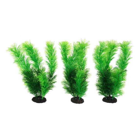 Unique Bargains 3 Pcs Aquarium Plant Decorations Artificial Aquatic Plant Green 7.87"