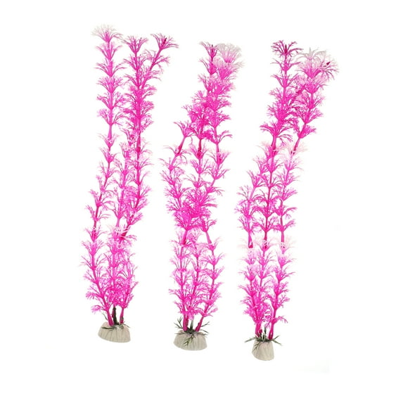 Unique Bargains 3 Pcs Aquarium Plants Decorations Artificial Aquatic Plant Purple 11.81"