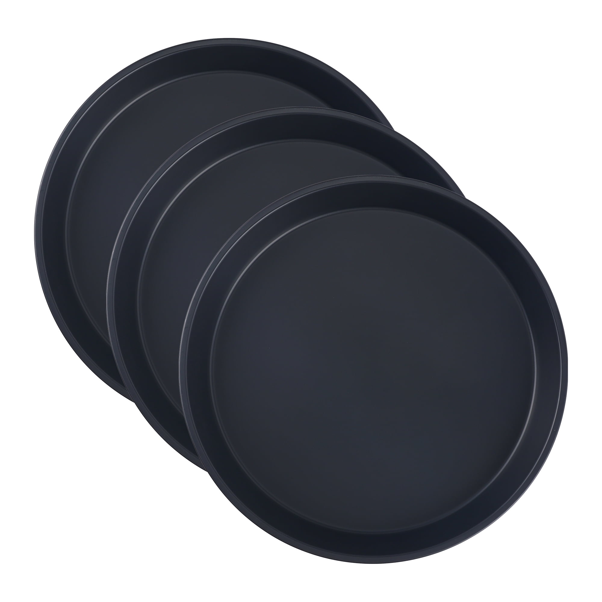 Unique Bargains 3 Pcs Baking Sheet Round Cake Pans Black 11.8*11.8*1.6in
