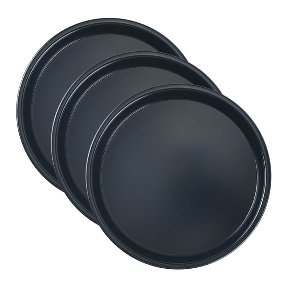 Unique Bargains 3 Pcs Baking Sheet Round Cake Pans Black 7.9*7.9*1in