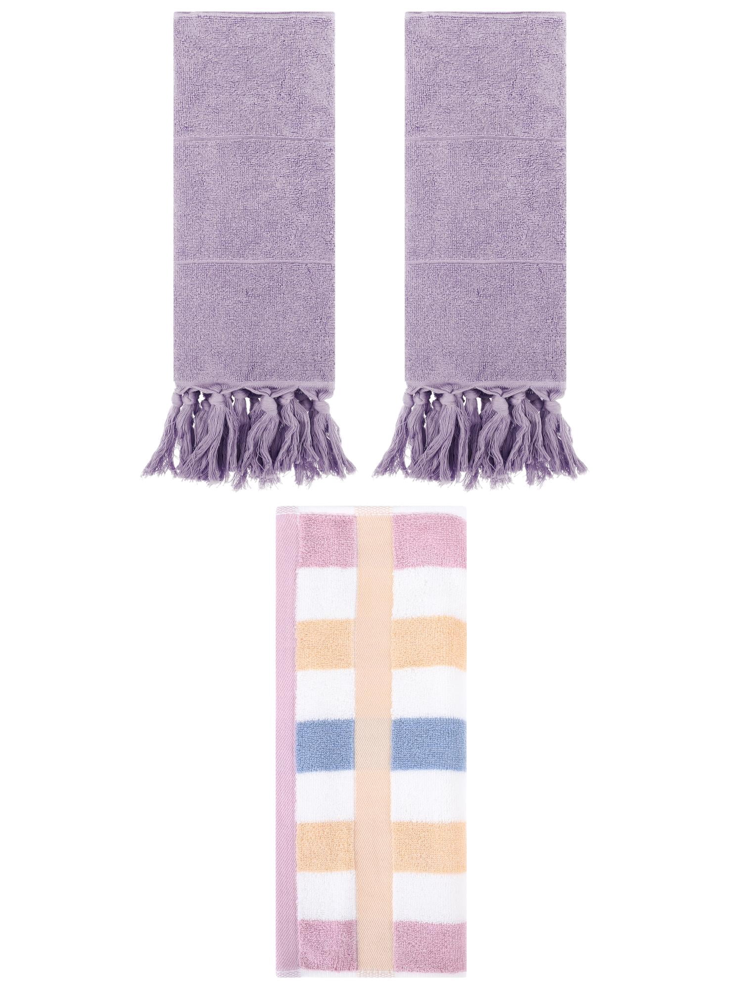 Unique Bargains 3 Pcs Bathroom Hand Towel Set Purple/Blue Purple 14"x30"/13"x29"