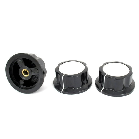 Unique Bargains 3 Pcs Black 36mm Top Repair Parts Sound Fluted Potentiometer Control Knobs