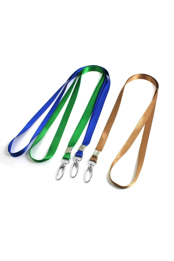 3 Pcs Blue Green Brown Nylon String Keys Card Holding Neck Lanyard 16.1" Long
