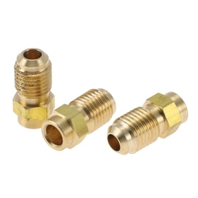 Unique Bargains 3 Pcs Brass Pipe Fittings for Air Conditioning 1/4"SAE External Thread Connector Brass Pipe Extension Joint Connectors
