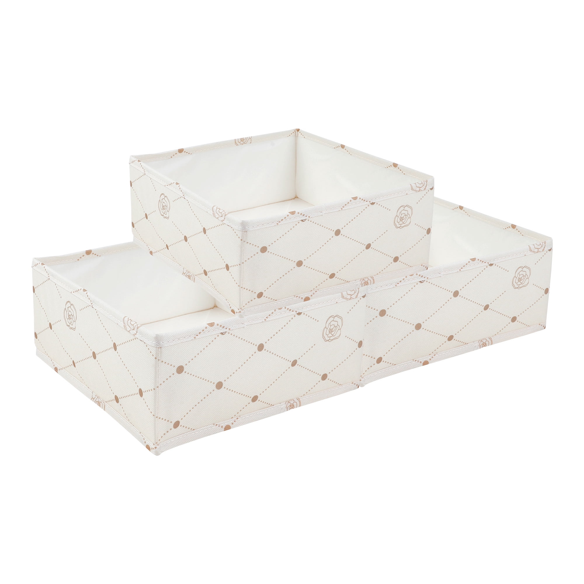 Unique Bargains 3 Pcs Collapsible Storage Cube for Closet Organizers Beige 11"x11"x4.7"