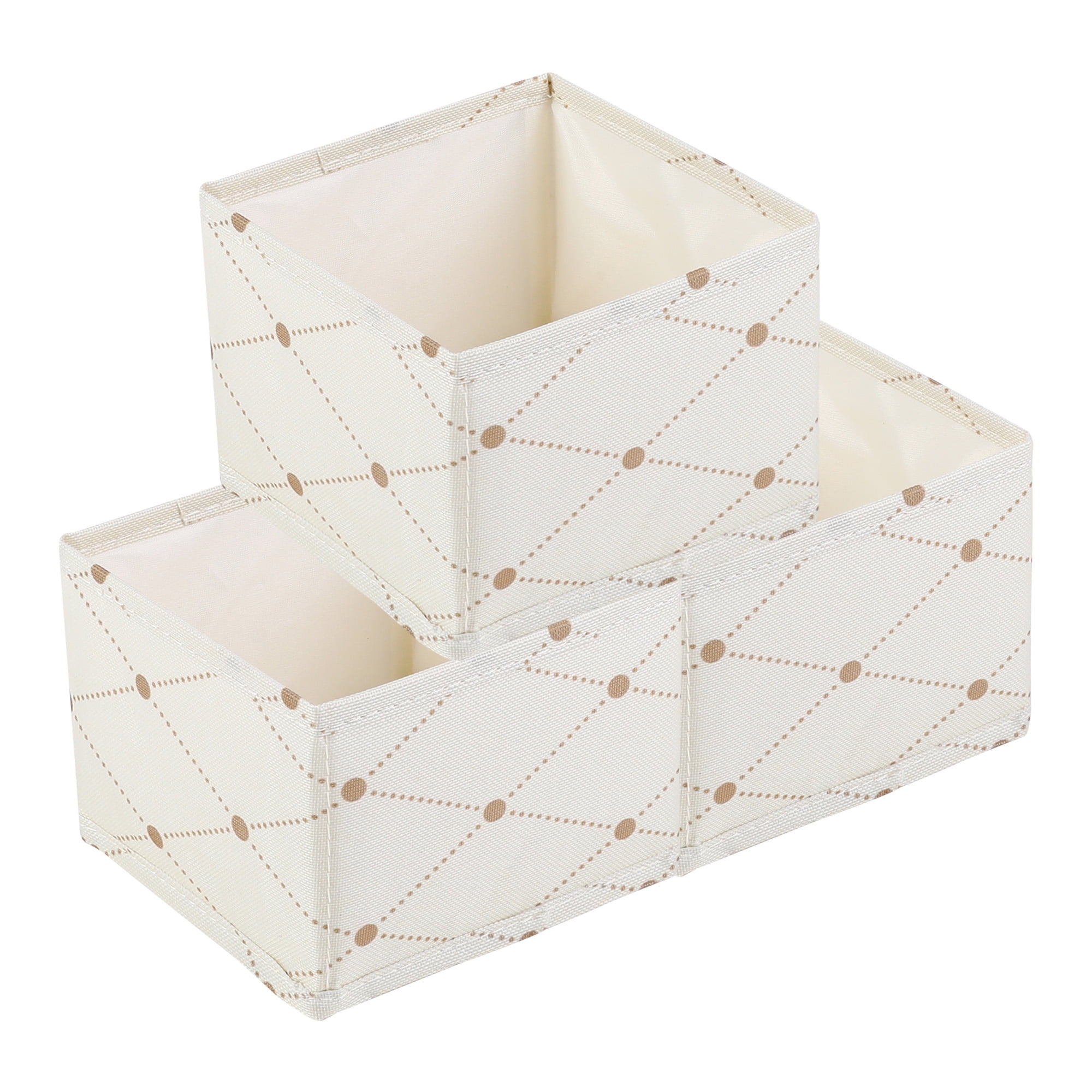 Unique Bargains 3 Pcs Collapsible Storage Cube for Closet Organizers Beige 5.5"x5.5"x4.7"