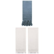 Unique Bargains 3 Pack Cotton Absorbent Soft Turkish Hand Towels with tassel for Bathroom Blue/Beige 14" x 30"/13" x 29"