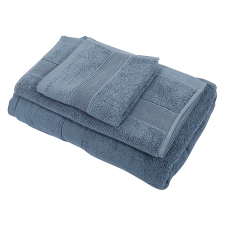 Unique Bargains 3 Pcs Cotton Bath Towel Absorbent Cotton Towel 27.56"x55.12" Blue