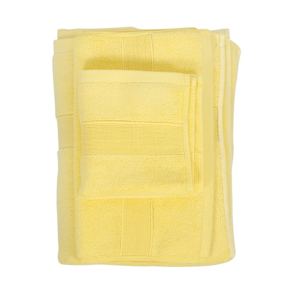 Unique Bargains 3 Pcs Cotton Bath Towel Classic Design Soft Absorbent Cotton Bath Towel Yellow 27.56"x55.12"