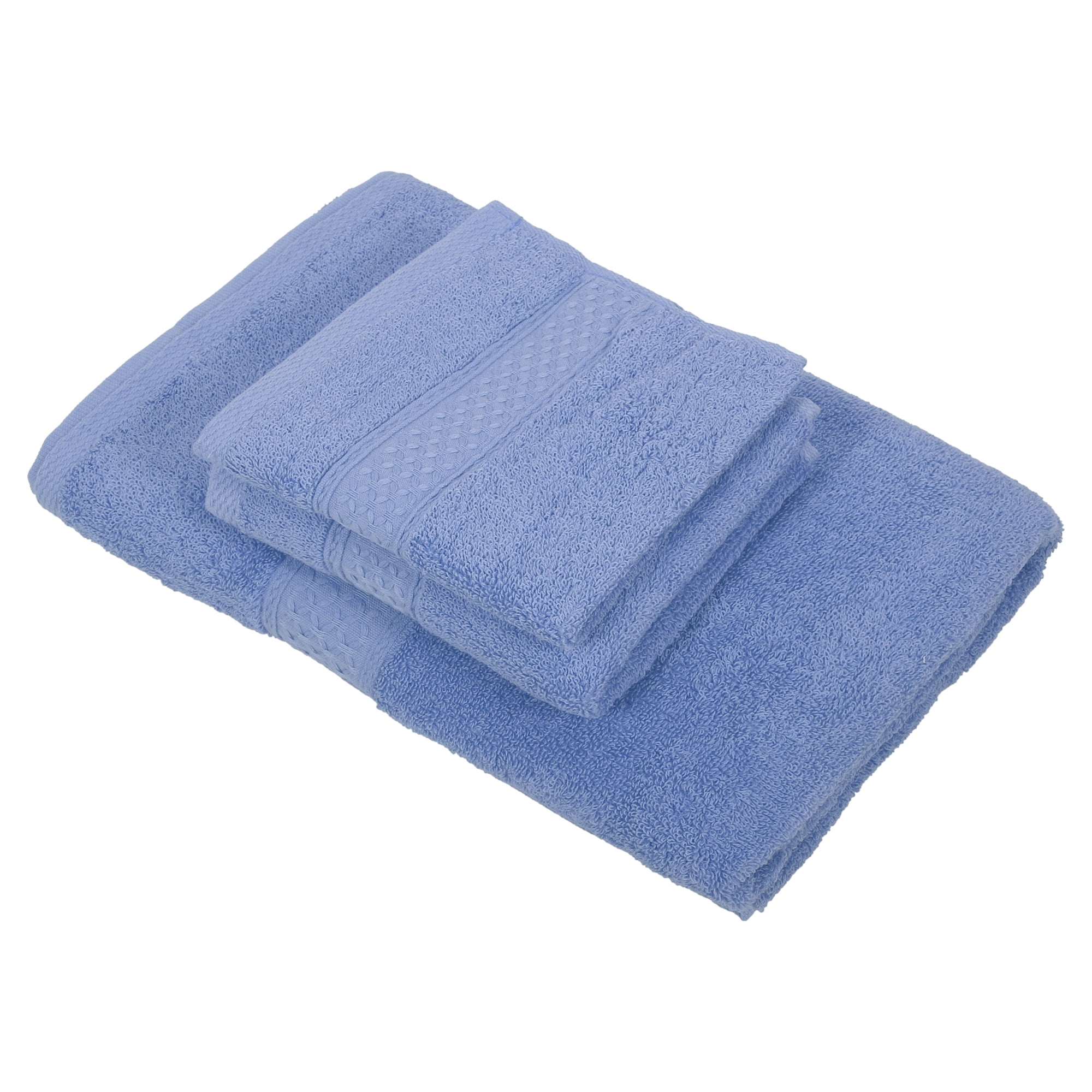 Unique Bargains 3 Pcs Cotton Bath Towel Plain Soft Absorbent Cotton Purple