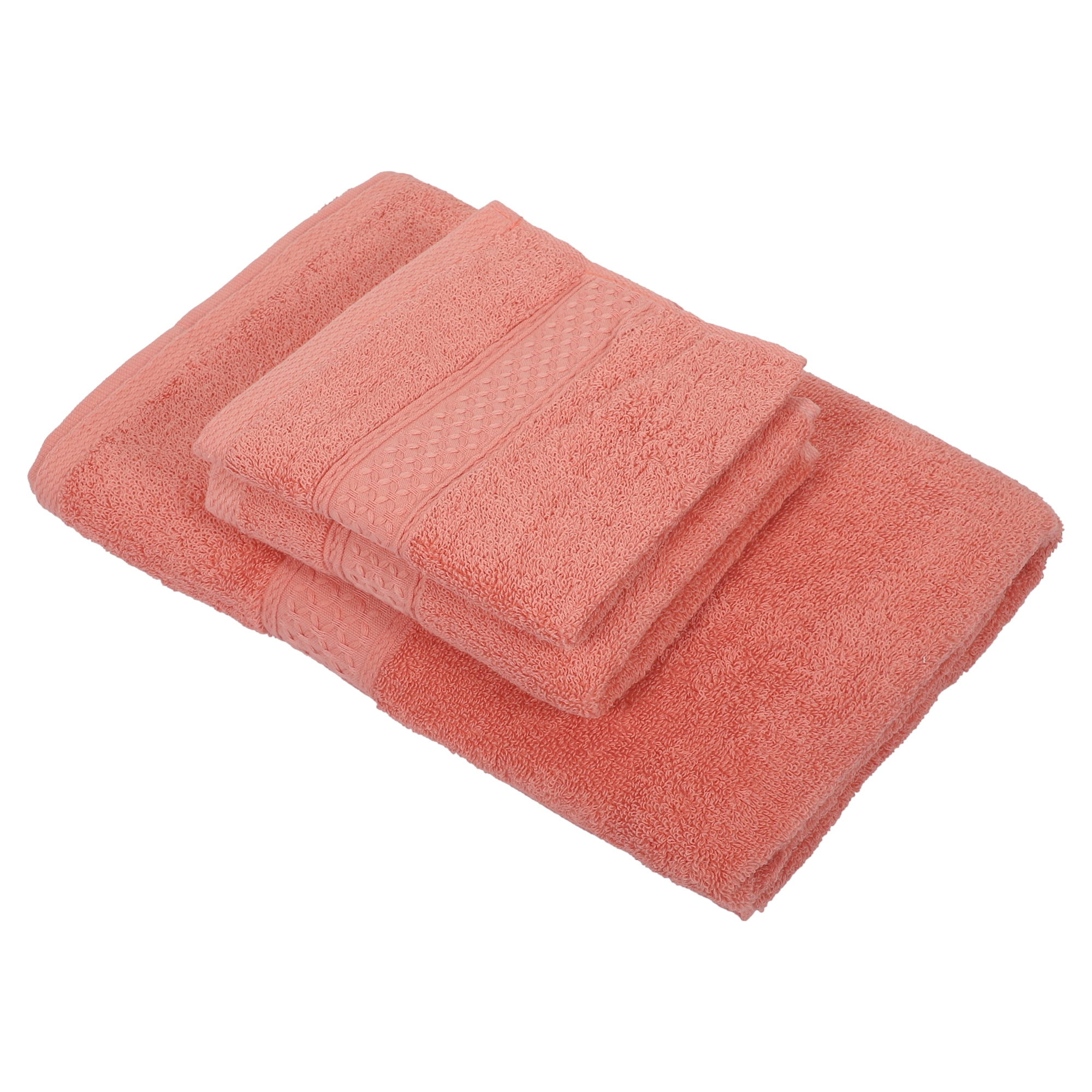 Unique Bargains 3 Pcs Cotton Bath Towel Plain Soft Absorbent Cotton Red