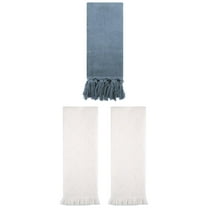 Unique Bargains 3 Pack Cotton Soft Absorbent Boho Turkish Decorative Hand Towels Blue/White 14" x 30"/13" x 29"