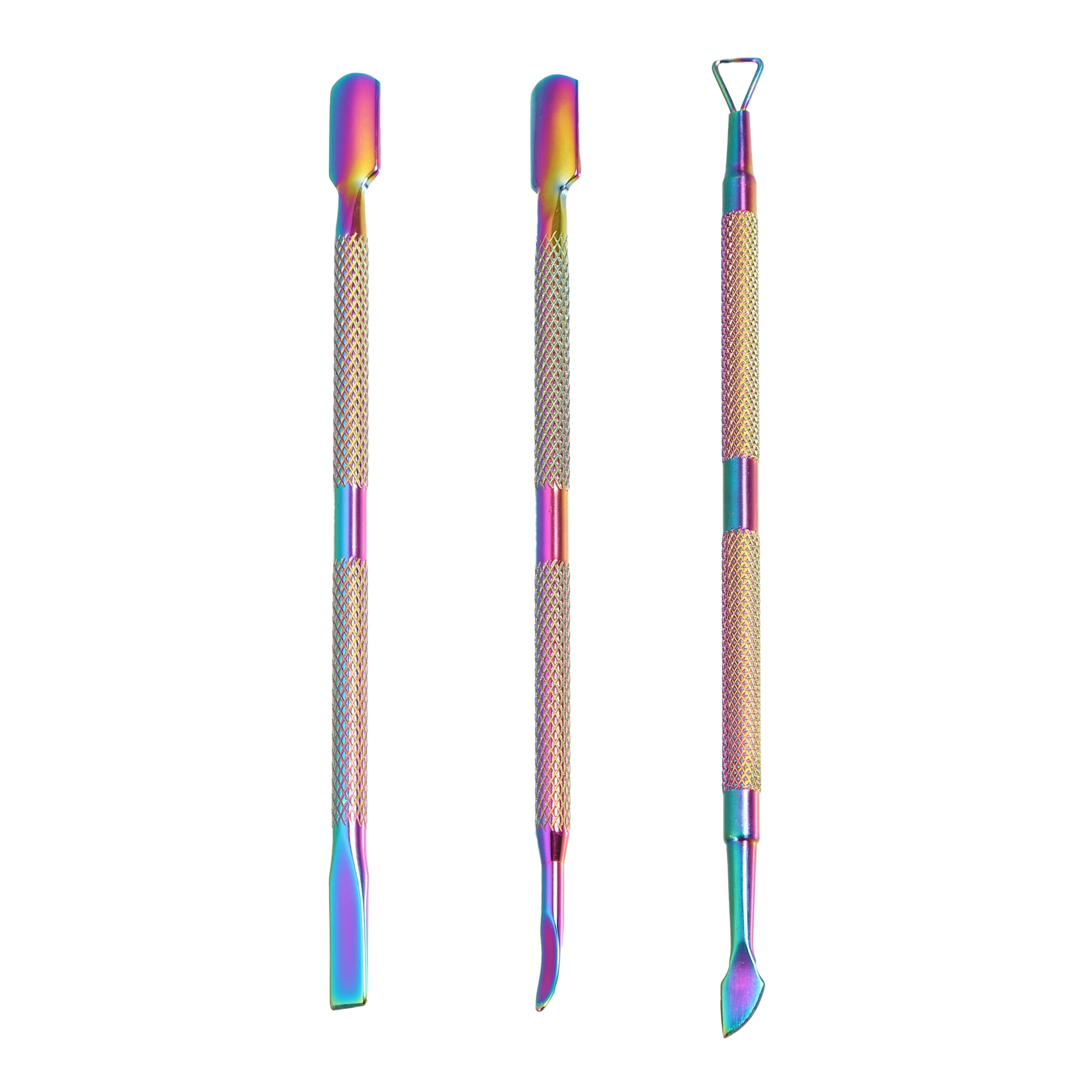 Unique Bargains 3 Pcs Cuticle Pusher Set Stainless Steel Double Head Remover Tool