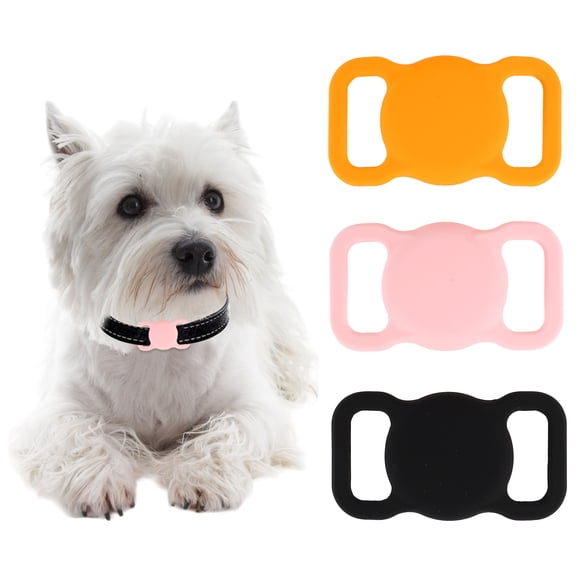 Unique Bargains 3 Pcs Dog Collar Holder Protective Case for Airtag GPS Tracker Black Pink Orange