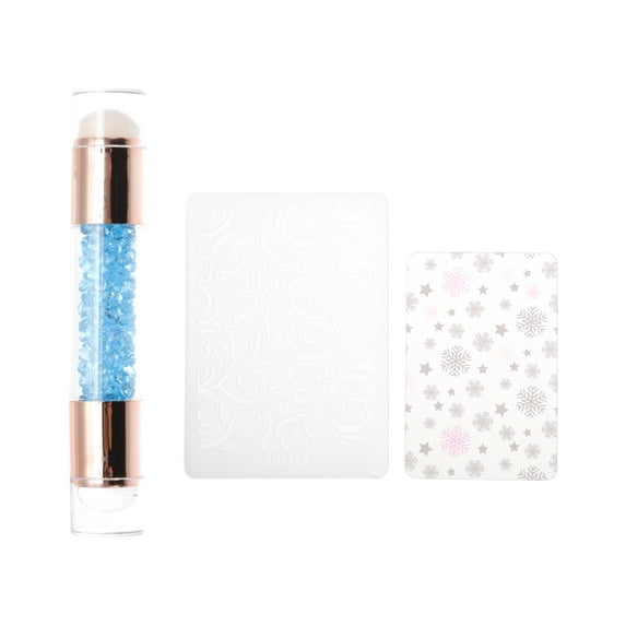 Unique Bargains 3 Pcs Double Head Nail Art Stamp for Nail DIY Blue Gold Tone