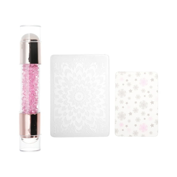 Unique Bargains 3 Pcs Double Head Nail Art Stamp for Nail DIY Pink Gold Tone