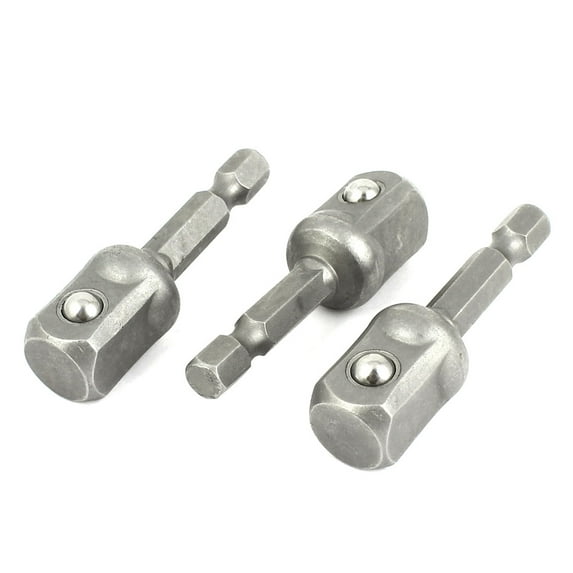 Unique Bargains 3 Pcs Drive Power Extension Drill Nut Socket Adapter 1/4" Hex Shank to 1/2" Set
