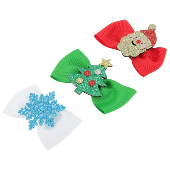 Unique Bargains 3 Pcs Duckbill Clip Fashion Christmas Hair Clip for Women Red Green