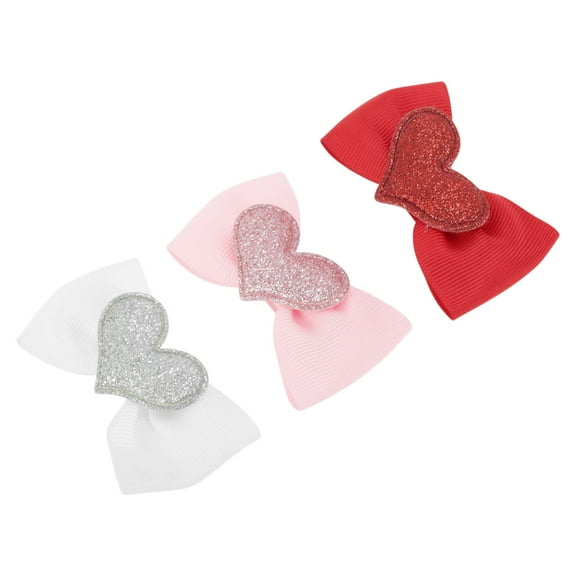 Unique Bargains 3 Pcs Duckbill Clip Fashion Valentine's Day Hair Clip for Women Red White