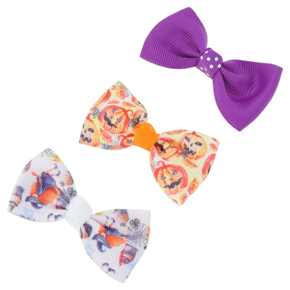 Unique Bargains 3 Pcs Duckbill Clip Halloween Print Hair Clip for Women Purple Pink