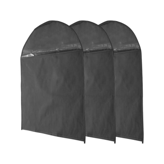 Unique Bargains 3 Pcs Dustproof Bottom Opening Garment Bag Black 31.5"x23.62"