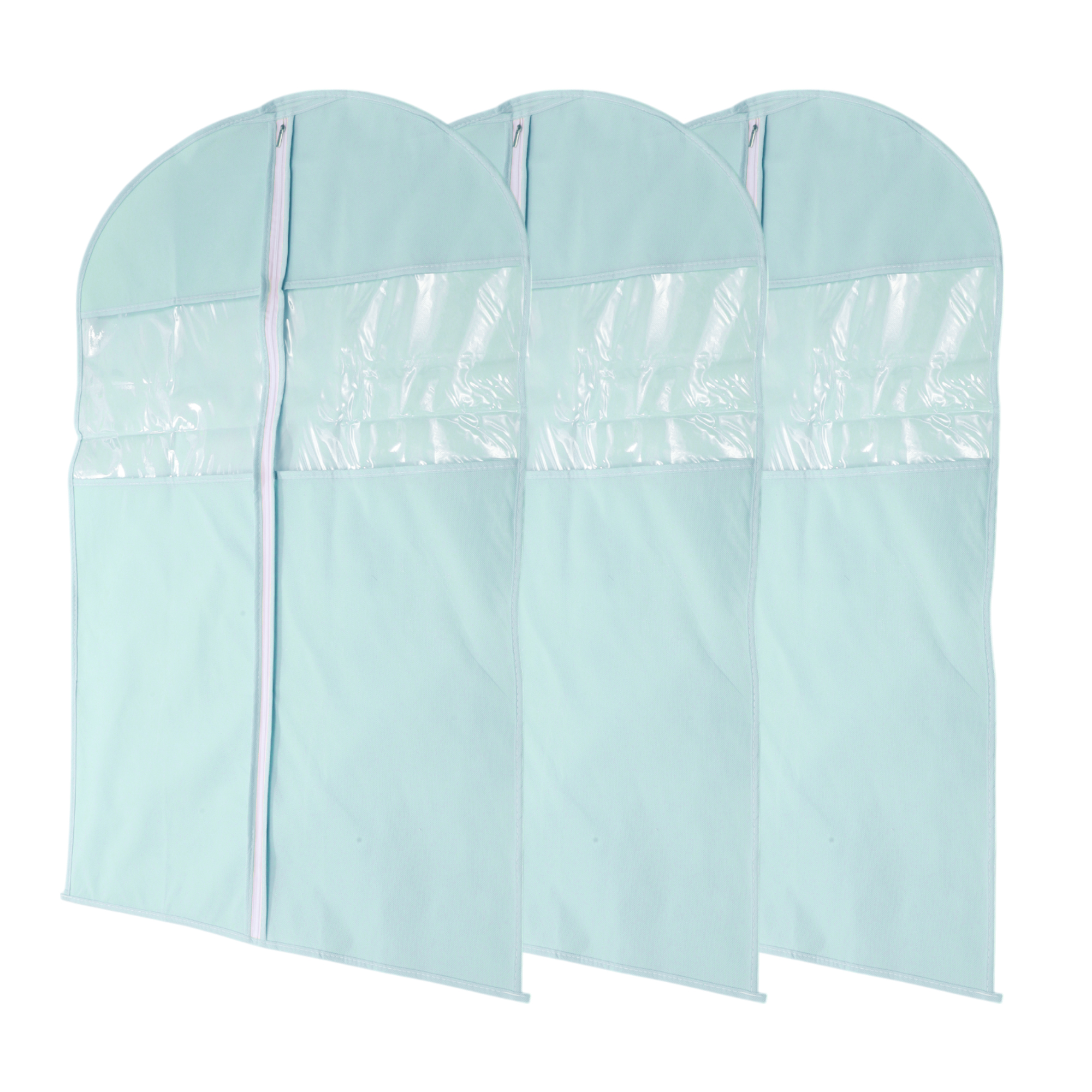 Unique Bargains 3 Pcs Dustproof Double Window Garment Bag Blue 35.43"x23.62"
