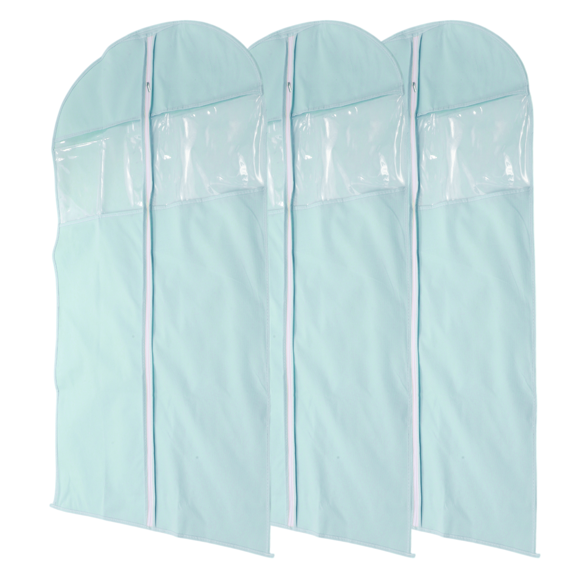 Unique Bargains 3 Pcs Dustproof Double Window Garment Bag Blue 43.31"x23.62"