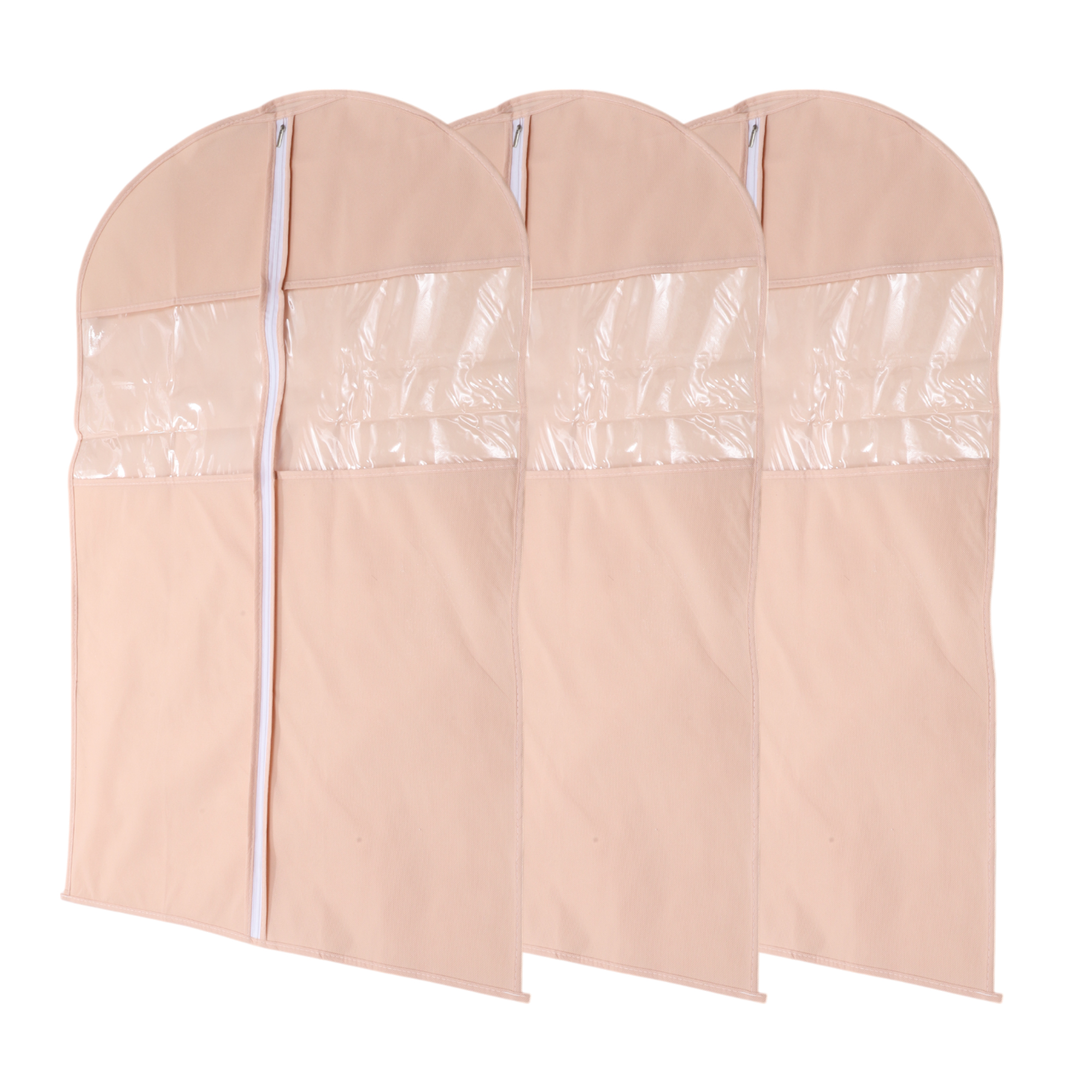 Unique Bargains 3 Pcs Dustproof Double Window Garment Bag Pink 35.43"x23.62"