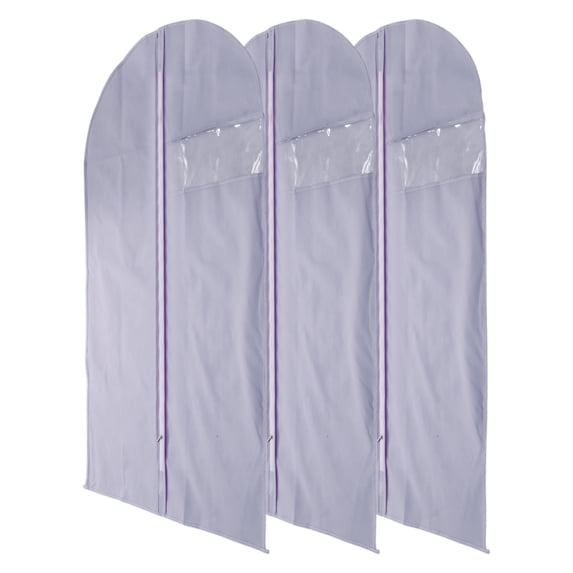 Unique Bargains 3 Pcs Dustproof Transparent Window Garment Bag Purple 47.24"x23.62"