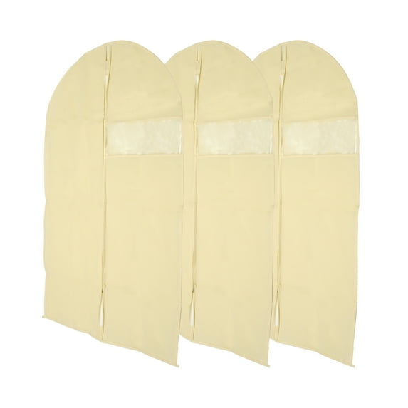Unique Bargains 3 Pcs Dustproof Visual Garment Bag for Closet Beige 31.5"x23.62"
