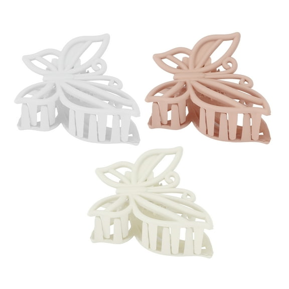Unique Bargains 3 Pcs Elegant Butterfly Hair Clips Hairdo Clips for Women 1.77"x1.50"x1.18" Pink